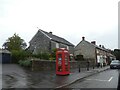 Telephone box, village shop and post office, Queen Camel