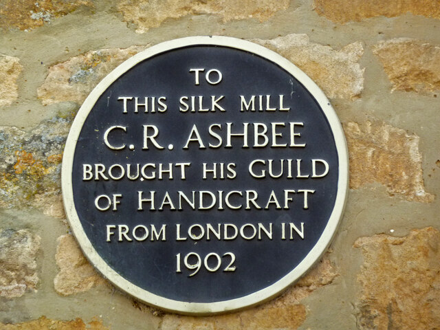 Plaque on former silk mill, Chipping Campden