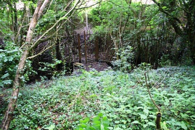 Culvert and gate to former sports ground from Firth Wood
