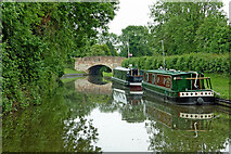 SJ9106 : Moored narrowboats near Cross Green in Staffordshire by Roger  D Kidd