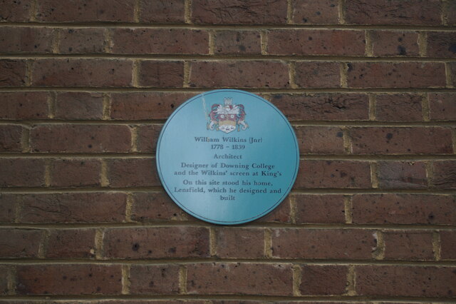 Cambridge: commemorative plaque to the architect William Wilkins, on the Chemistry Laboratories, Lensfield Road