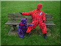 Poppy man and dog at Shobdon village green