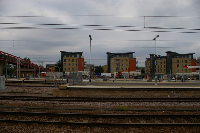 Cambridge station: looking east at new housing