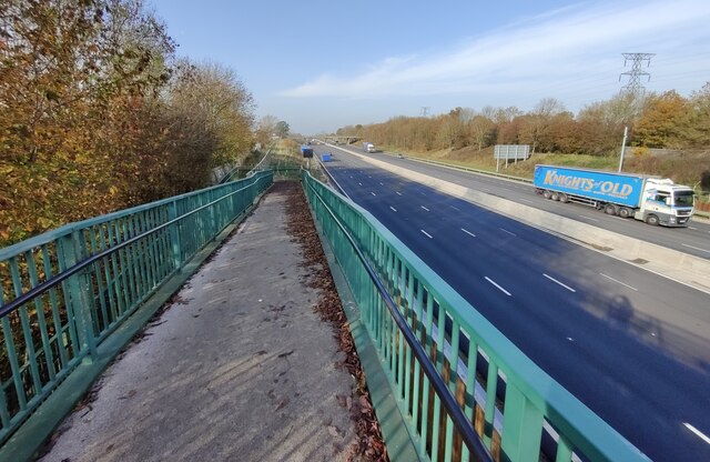 Ramp leading to the footbridge across the M6 motorway