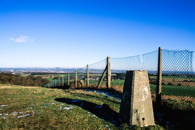 Trig point beside wire mesh fence