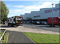 M?ller Milk lorry in Newport Retail Park