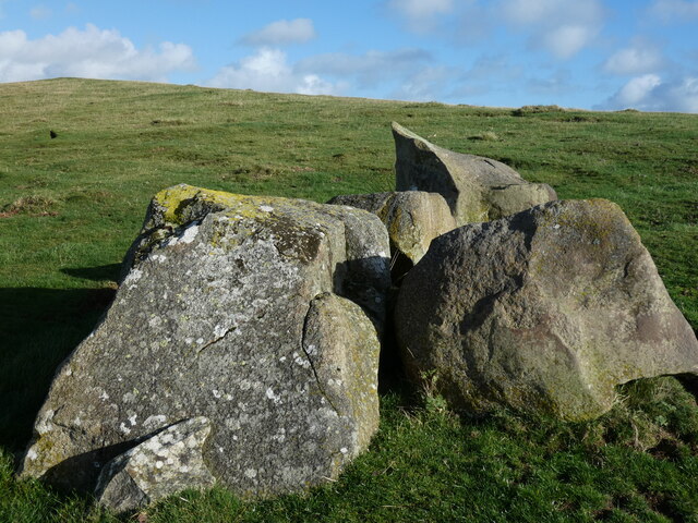 Ancient rocks clustered on the southern slopes of Mucklewick Hill