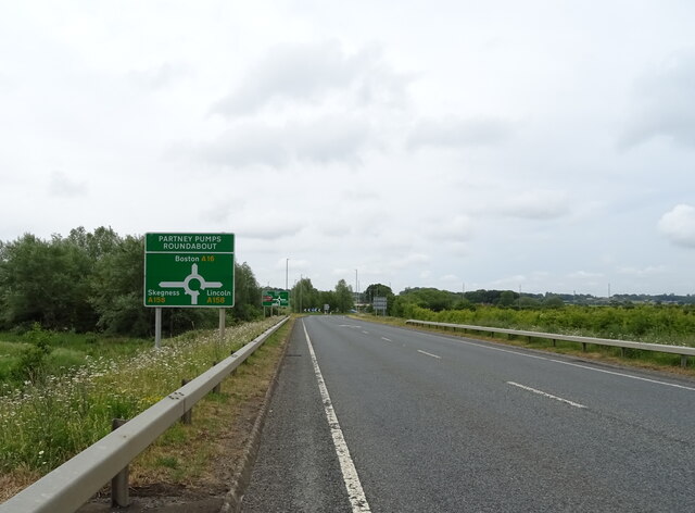 A16 approaching Partney Pumps Roundabout © JThomas cc-by-sa/2.0 ...