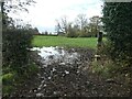 SJ9832 : Muddy field entrance near Coton Hill Farm by Christine Johnstone