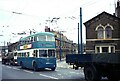 Bradford trolleybus 789 passing Dove Street, Saltaire ? 1971