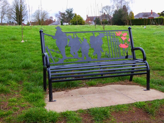 Seat in Stourport War Memorial Park, Lower Lickhill Road, Stourport-on-Severn, Worcs