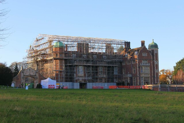 Madingley Hall under scaffolding