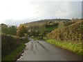 Descending Croford Hill into valley of Hillfarrance Brook