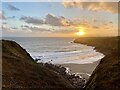 SM7524 : Sunset over Caerfai Bay by Alan Hughes