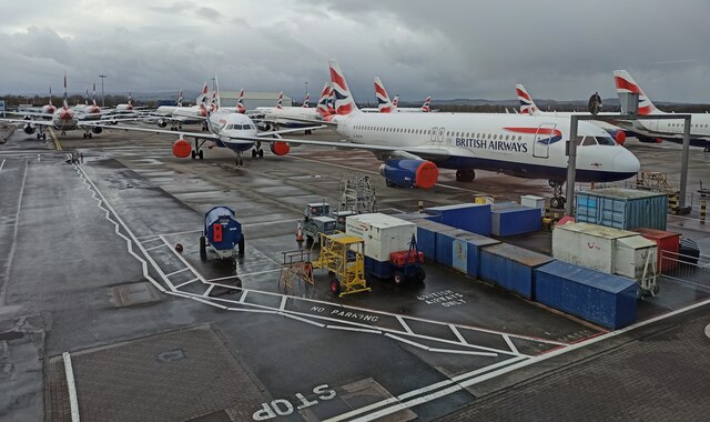 British Airways aircraft laid-up at Glasgow Airport