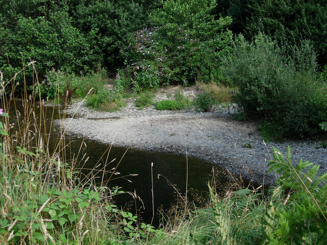 Gravel bank in River Plym