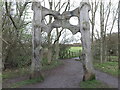 NZ2969 : Carved Wooden Gateway, Rising Sun Country Park by Geoff Holland