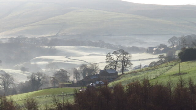 Frosty morning over the Dane Valley as seen from above Lower Nabbs Farm