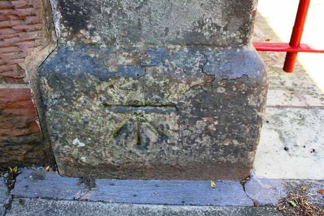 Benchmark on gatepost at entrance to house on South End (High Street)