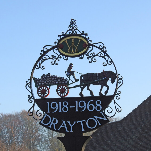 Drayton village sign © Adrian S Pye cc-by-sa/2.0 :: Geograph Britain ...