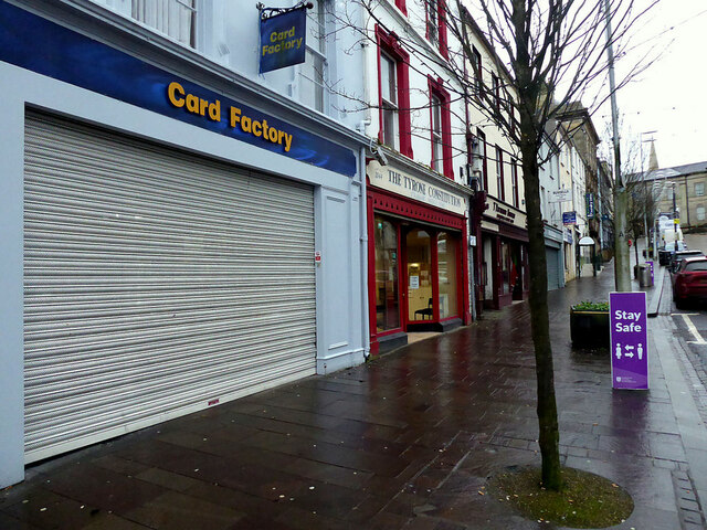 Shutters down at Card Factory, High Street, Omagh