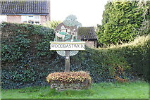 TG3315 : Woodbastwick village sign by Adrian S Pye