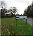 Bilingual Coychurch Crematorium direction sign