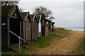TM1732 : Beach huts along the Stour at Wrabness by Christopher Hilton