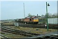 Steel coil train approaches Shrewsbury Station