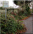 No Fly Tipping notice alongside a path near Coychurch Crematorium