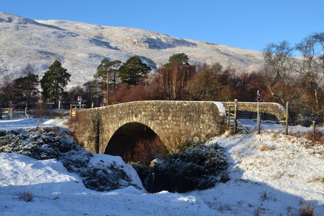 Arch Bridge in the Snow at Kildonan, Sutherland