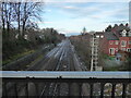 The railway line looking north at Belle Vue, Shrewsbury