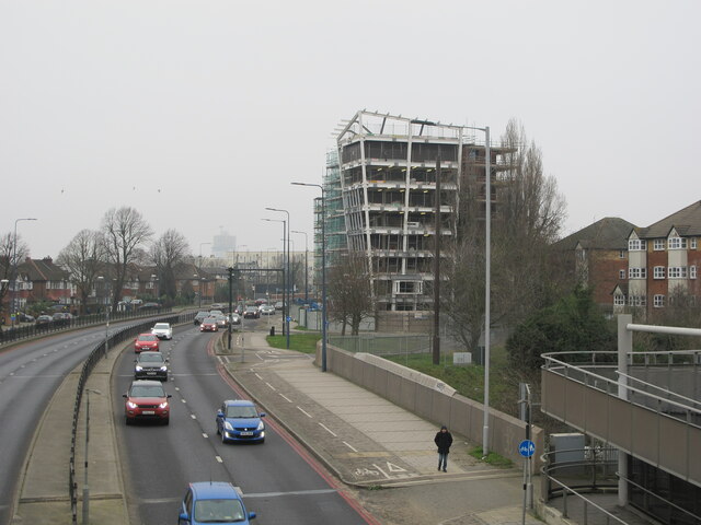 Student residence construction by A40 dual carriageway