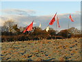 Protest flags in Cardiff