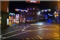 Christmas lights 2020, junction of High Street & Bridge Street, Stourport-on-Severn, Worcs