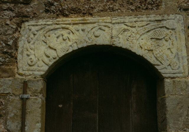 Carved lintel, St Giles, Acton Beauchamp