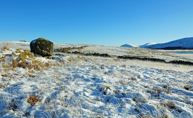 A glacial erratic and moorland dykes