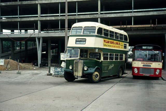 Buses at Colchester bus station  1971