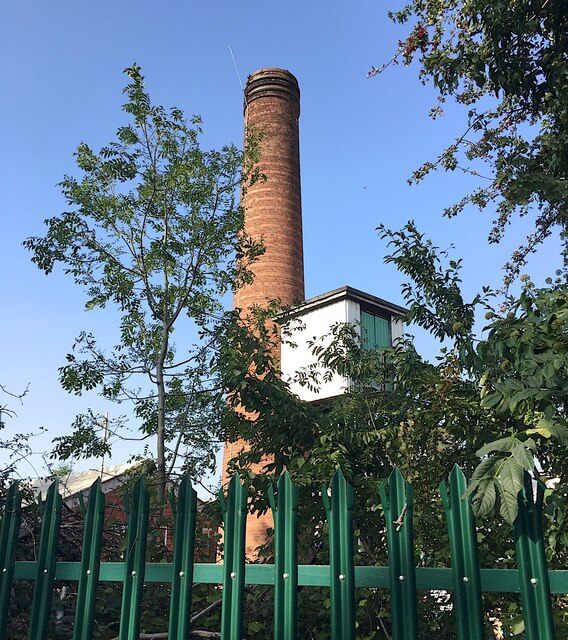 Chimney to the rear of Warwickshire County Council depot, Montague Road, Warwick