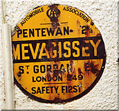SX0144 : AA Sign on Middle Wharf in Mevagissey by Milestone Society
