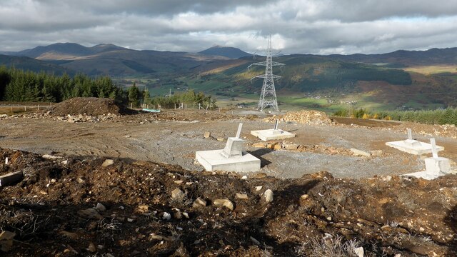 Base for new electricity pylon at Bolfracks Hill