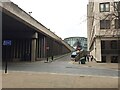 Looking south on a slip road, west side of Waterloo Bridge, South Bank, London