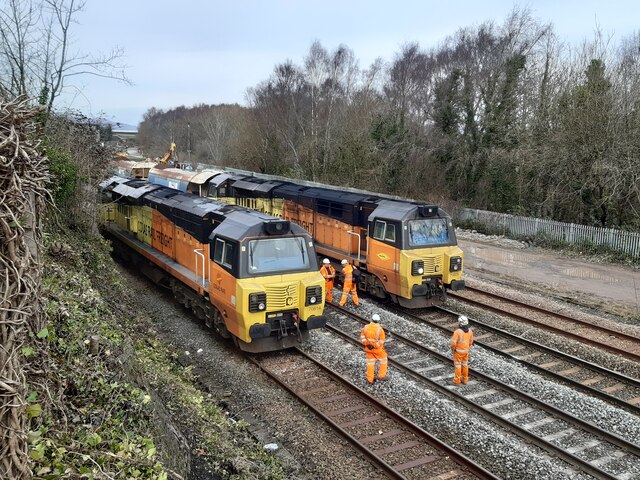 Rail engineering work at Cogan