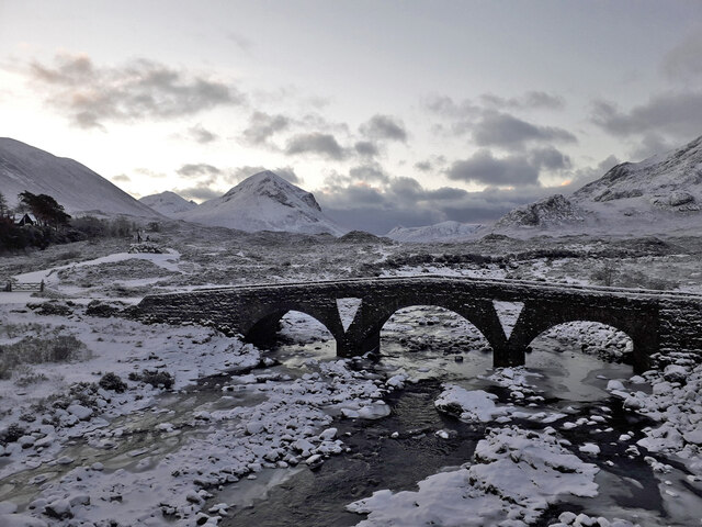 Old bridge, Sligachan, in winter