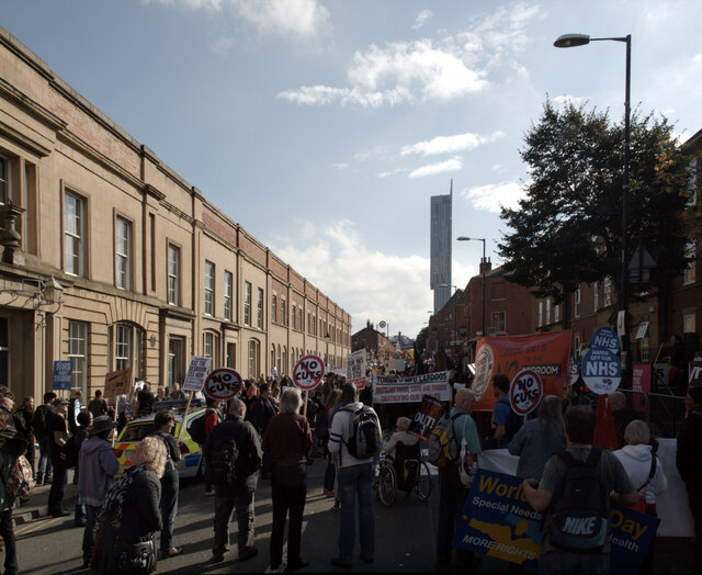 Anti-NHS Cuts demonstration assembling,... © habiloid cc-by-sa/2.0 ...