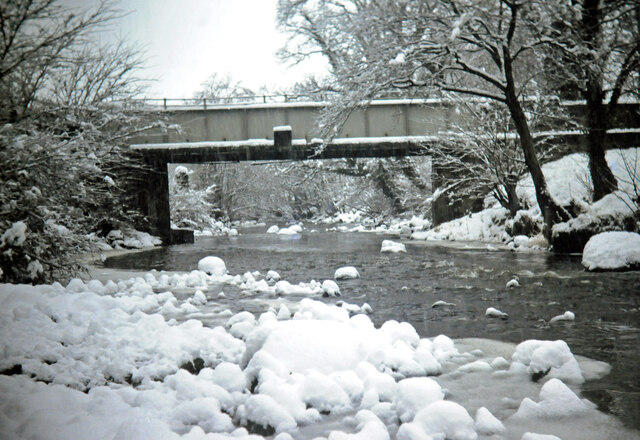 Snow by the old Waulk Mill Bridge 1973
