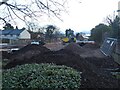 Heaps of building material for a construction site, Wonford Road, Exeter