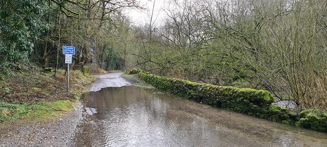 Flooded road to Litton Mill