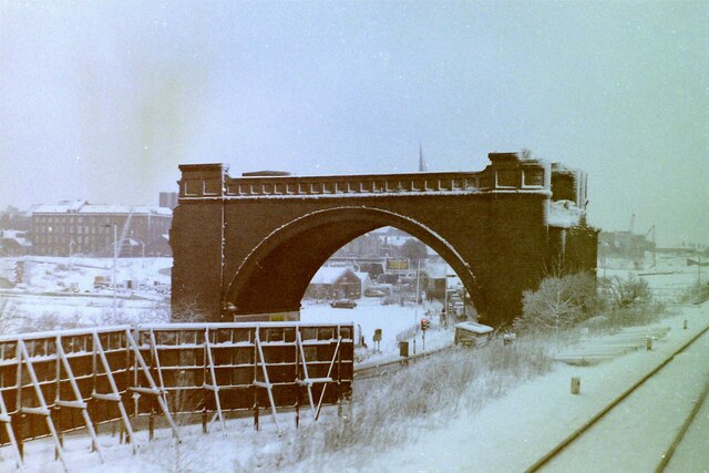 LCDR Railway viaduct remains at Chesterfield, 1984