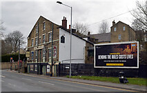 SE1538 : The Junction pub and a Covid warning poster, Otley Road (A6038), Baildon by habiloid